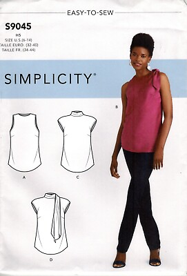 #ad Simplicity 9045 Misses#x27; Top Blouse Shirt Neck Tie 6 22 Sewing Pattern $10.95
