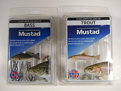 #ad 70 Mustad Trout Bass Carbon Steel Hook Kits 2 35 Packs various sizes FREE SHIP $14.98