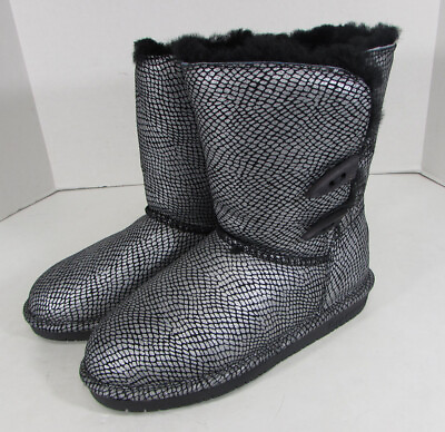 #ad $90 Bearpaw Womens Mamba Snake Print Winter Boot Shoes Black US 6 $28.34