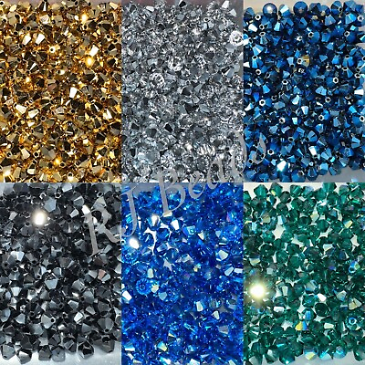 #ad Genuine 4mm Swarovski Crystal Sparkling Jewelry Beads 5328 5301 Bicone AB 2X $3.00