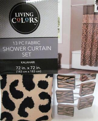#ad ANIMAL PRINT Bathroom Fashion Shower Curtain amp; Matching Hooks KALAHARI Bath Line $36.99