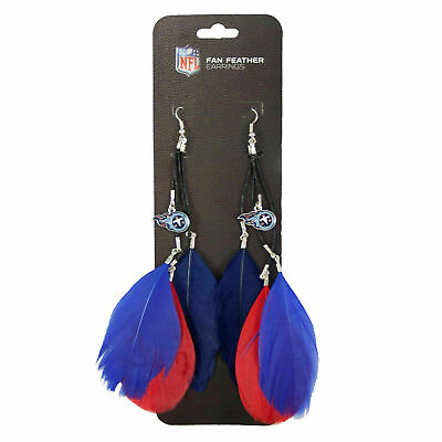 #ad NEW TENNESSEE TITANS FEATHER HOOK EARRINGS w CHARMS CUTE LICENSED $12.95