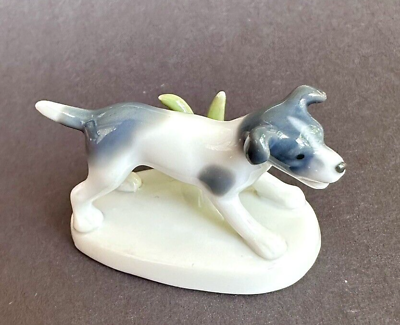 #ad Vtg Metzler Ortloff Walter Bosse Mini Figureine Art Deco Playful Puppy Dog Gray $85.00