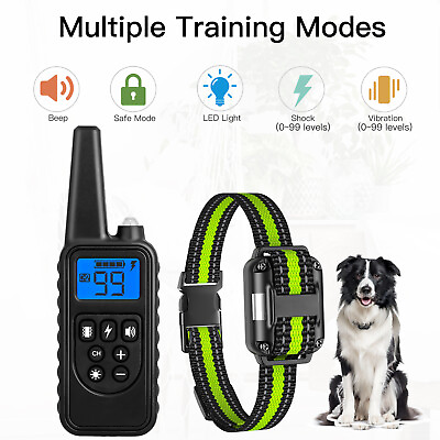 Remote Dog Shock Training Collar Rechargeable Waterproof LCD Pet Trainer USA $21.27