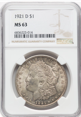 #ad 1921 D Morgan Silver Dollar NGC MS63 $239.00
