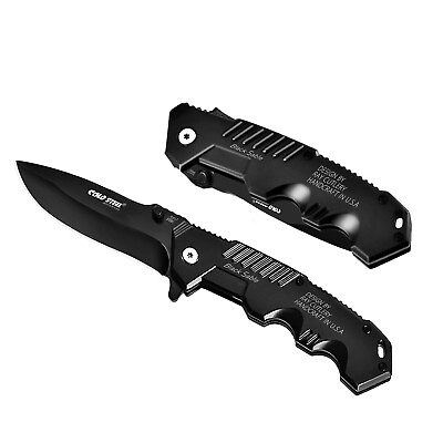 #ad Folding Pocket Tactical Knive Assisted Blade Steel Spring Fiber Handle black $10.99