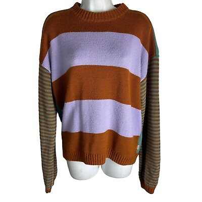 #ad brixton caramel stripe LACEY Pullover Sweater Size L $26.25