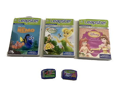 #ad Lot of 5 Leap Frog Leapster Disney Princess Fairies Finding Nemo Learning Game $24.78