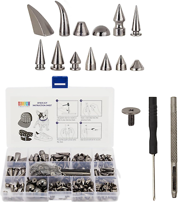 #ad 150 Piece Screw Spike Studs for Clothing DIY Crafts with Tools Assorted Sizes $13.32