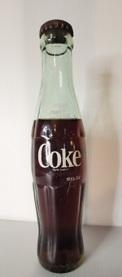 #ad Vintage FULL Coca Cola Coke Glass Bottle 10 Oz Return For Deposit Toledo OH $10.00