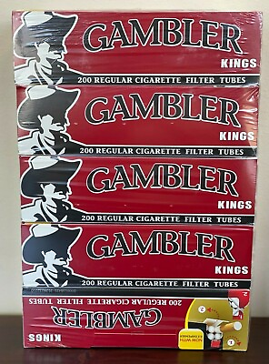 #ad Gambler Regular King Size RYO Cigarette Tubes 5 Boxes 1000 Tubes $22.50