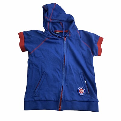 #ad Touch By Alyssa Milano Womens Sz Large Chicago Cubs Short Sleeve Full Zip Hoodie $15.39