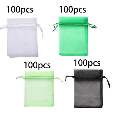 #ad 100 Pack Reusable Drawstring Fruit Protection Netting Bags for Apples Grapes $15.14