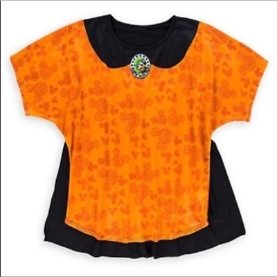#ad Disney parks Halloween Minnie Mouse black spider web cape short sleeve top M $25.00