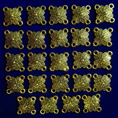 #ad 24Pcs 15x2mm Tibetan Golden Flower Connector Pendant Bead CJ671 $17.42