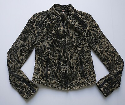 #ad Free People Faded Victorian Jacket Jacquard Exposed Seam Velvet Boho Moto Sz 2 $61.72
