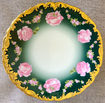 #ad Tamp;V LIMOGES SET OF 6 PLATES HEAVY GOLD HAND PAINTED DROP ROSE GARLAND $399.99
