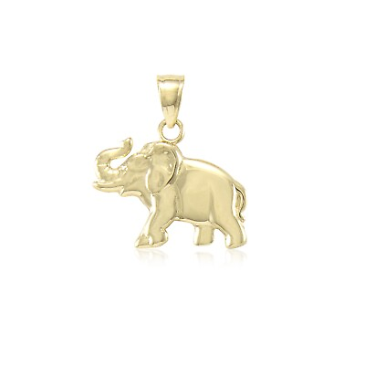 #ad 14K Solid Yellow Gold Elephant Pendant Good Luck Lucky Necklace Charm Women Men $105.86