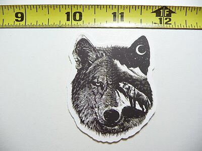 #ad WOLF HEAD ART SCENE MOON DECAL STICKER DOG WILD ANIMAL $2.74