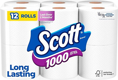 #ad Scott 1000 Toilet Paper 12 Rolls 1000 Sheets per Roll $11.26