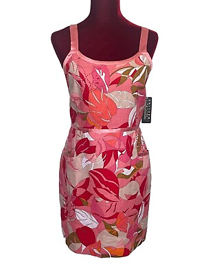#ad John Paul Richards Linen Sundress 10P Tropical Cruise Embellished Dress Pockets $24.90