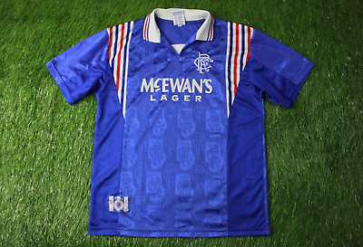 #ad RANGERS 1996 1997 FOOTBALL SOCCER SHIRT JERSEY HOME SCORE DRAW REMAKE SIZE L $16.99