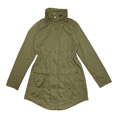 #ad Mossimo Utility Jacket Coat Parka Full Zip Hidden Hood Green Womens Size Small $12.00