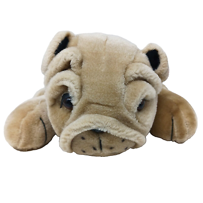 #ad Pug Dog Plush Stuffed Animal Solid Tan Laying Down Toys 14 Inch #S1B $11.88