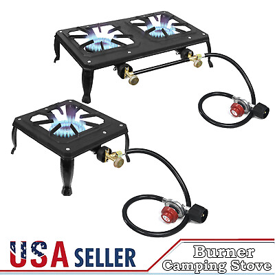 Camping Double Single Burner Cast Iron Propane Gas LPG Stove Heating Cooking $39.00