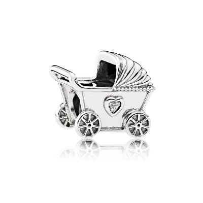 #ad New Authentic Pandora Charm Baby#x27;s Pram Charm # 792102CZ $45.00