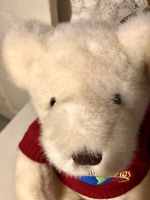#ad Universal Studios Bear Beige Tan 10quot; Sitting Teddy 2000 Red Sweater Plush Toy $8.99