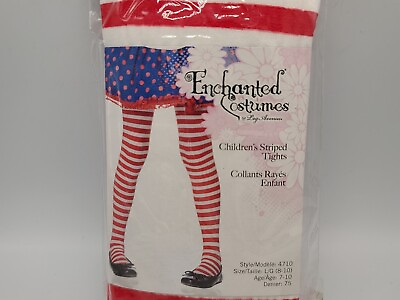 #ad Girls Striped Witch Tights Halloween Enchanted Costumes Large White Red $10.00