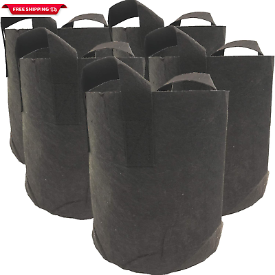 #ad Grow Bags Aeration Fabric Pots with Handles 5 Pack 3 Gallon Black Model: V3 $24.71