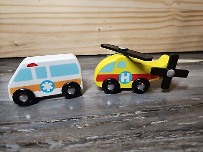 #ad Melissa amp; Doug Wooden Emergency Car Vehicle Carrier Truck Rescue 2 Piece Lot $13.24