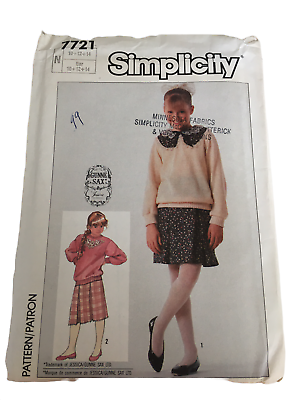 #ad Simplicity Sewing Pattern 7721 Gunne Sax Jessica Girls Skirt and Top Fall 10 14 $21.99