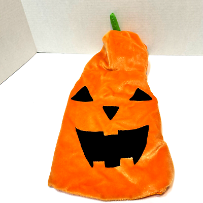 #ad Pumpkin Halloween Costume with Hat for Small Dog Snap Closure Orange and Black $9.12