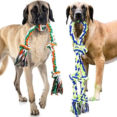 #ad 2Pack Dog Rope Toy Aggressive Chewers Medium Large Dogs Indestructible Dog Chew $18.99