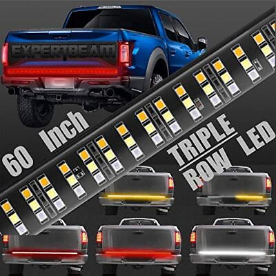 #ad Tailgate Light Bar 60 Inch Triple Row 504 LED 5 Functions Sequential Amber Turn $70.24