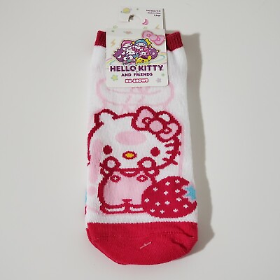 #ad Sanrio Hello Kitty Cat Strawberry Milk Pink No Show Socks Women#x27;s Shoe Size 5 10 $5.98