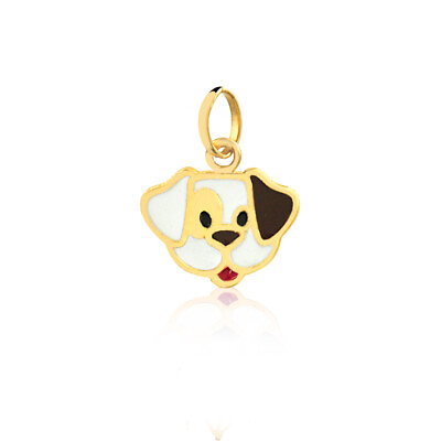 #ad Dog 18k Solid Gold Enamel Resin Charm Pendant for Necklace for Infants Girls $78.74