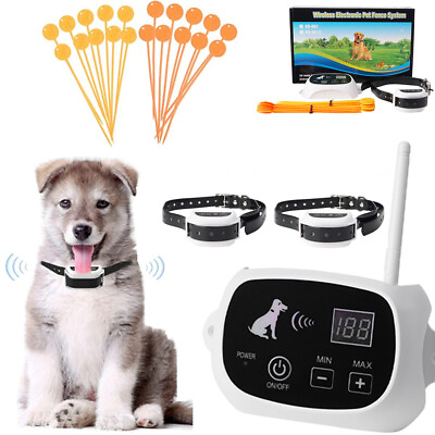 Wireless Electric Collars Dog Safe Fence Containment System 500m For 1 2 Dogs $28.99