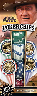 #ad MasterPieces Casino Style 100 Piece Poker Chip Set John Wayne $29.99