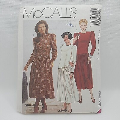 #ad McCall#x27;s 4472 Misses#x27; Drop Waist Long Sleeve Dress Sewing Pattern Size 10 Uncut $9.99