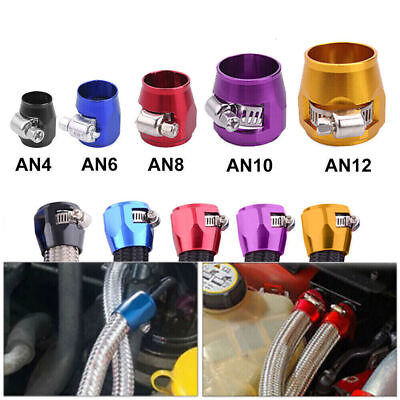 #ad 2 10PCS 4 6 8 10 12AN Hex Hose Finisher Clamp Screw Band Hose End Cover Fittings $25.99