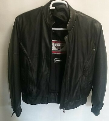 #ad FirstGear Womens Leather Motorcycle Jacket Sz Large Black Full Zip $26.84