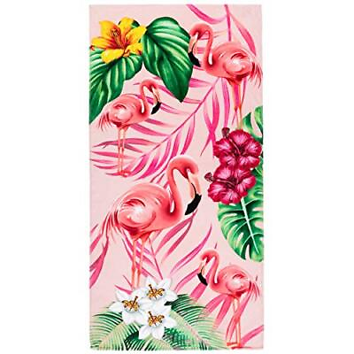 #ad Flamingo Beach Towel 30 x 60 inches 100% Cotton Flamingos and Hibiscus 30quot; ... $29.03