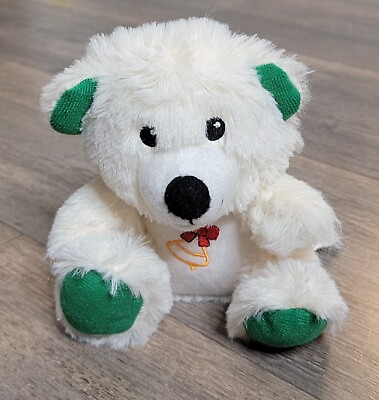 #ad Greenbrier White Teddy Bear Mini Plush Christmas Bell Stuffed Animal Toy Decor $7.89