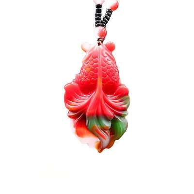 #ad Colour Jade Goldfish Pendant Necklace Gifts Natural Amulet Jewelry Fish Jadeite $20.73