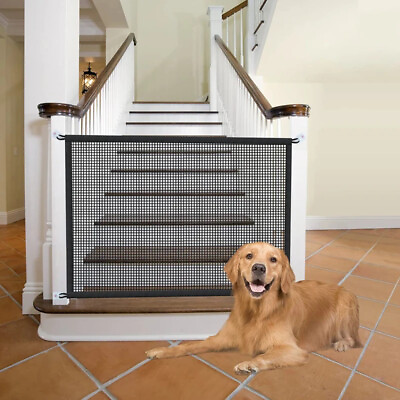 #ad Pet Dog Barrier Fences with 4Pcs Hook Pet Isolated Network Stairs Gate New Foldi $32.99