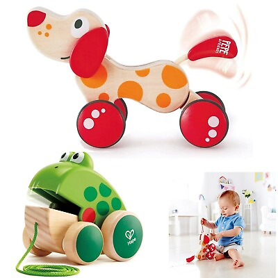#ad Hape Walk A Long Puppy Wooden Push Pull Toy With Pull Puppy Frog For Toddlers $59.99